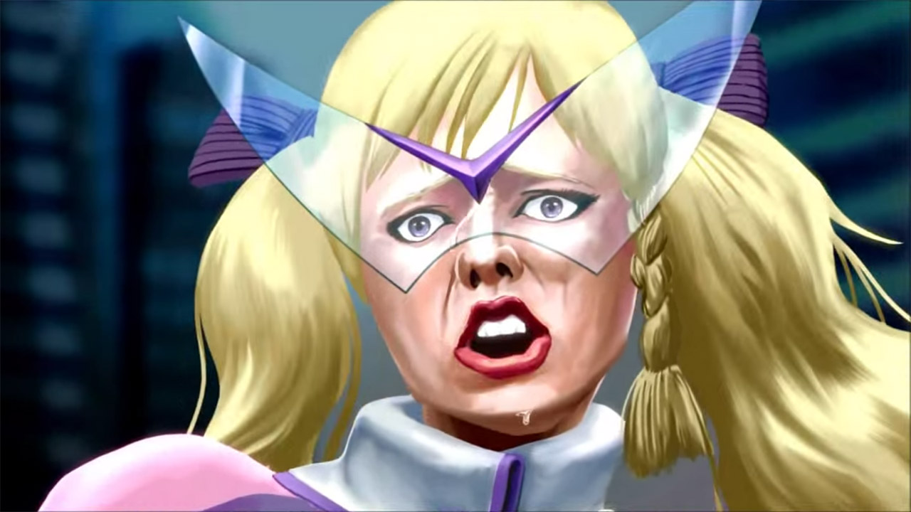 Screenshot of a character crying