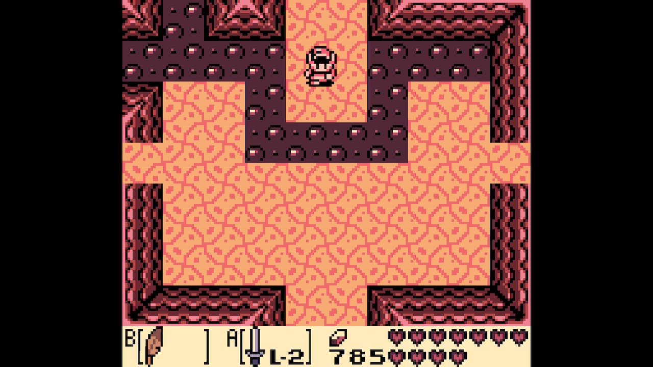 Screenshot of the Turtle Dungeon from Link's Awakening DX on the Game Boy