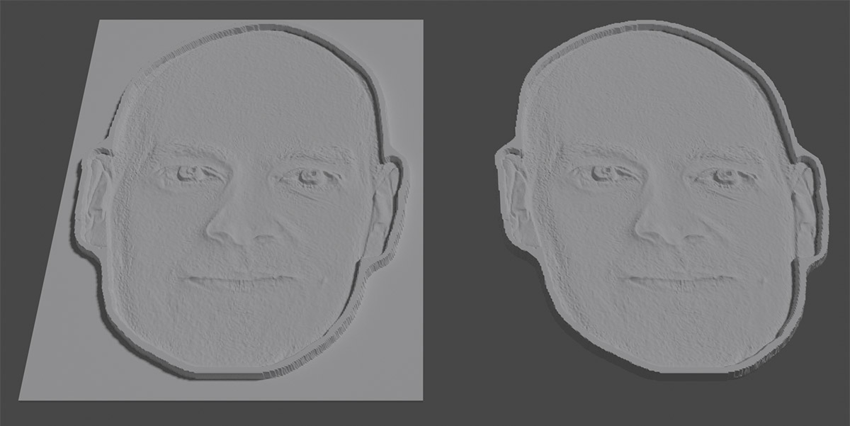 Lithophanes of friend faces with and without a black backround